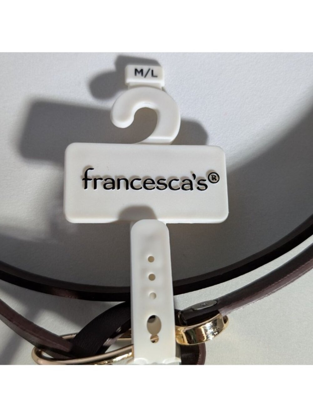 Francescas Millie Belt NWT Faux Leather Brown Womens M/L - Picture 2 of 6